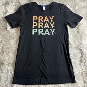 PRAY Graphic Black Tee with Multicolor Text